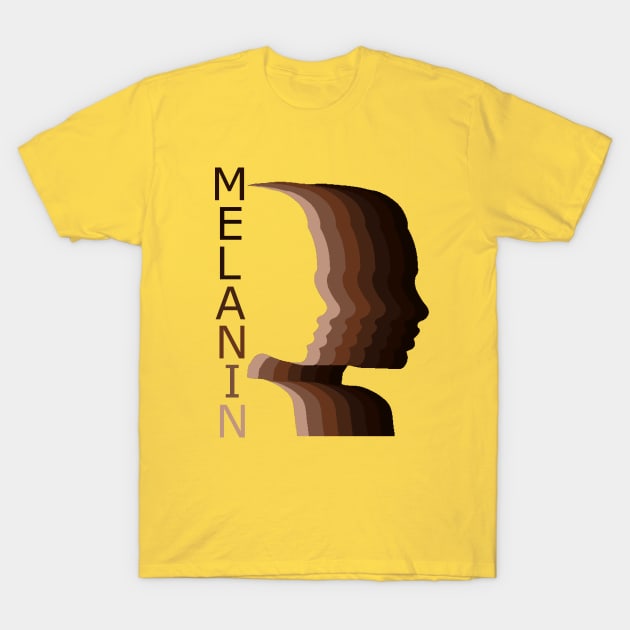 Melanin Skin Tone Different Shades of Melanin Girl Woman Face Silhouette T-Shirt by Bezra